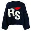 Herrtröjor 2023 Kvinnor Män tröja Cotton Crewneck tröja Klassiskt brev Rs långärmad topp Jumper Clothing Raf Loose Style H8