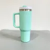 Nouvelle tendance Tasse à café de voyage isolée sous vide mélange de couleurs macaron mat brillant gobelet de 40 oz pour sublimation tasse en acier inoxydable à double paroi avec poignée et paille