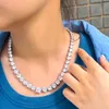 Trendy Lab Diamond Naszyjnik 14K biały złoty zaręczyny Wedding Chocker Naszyjnik dla kobiet wisiorek ślubny Prezent biżuterii