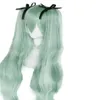 Vocaloid Hatsune Miku Hakkında Detaylar Çift Yeşil Ponytails Sentetik Cosplay Wig For Women221U