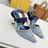 Embroider Wedding Shoes Women's Sandals Point Toe for Women High Heels Mules Brand Ladies Summer Dress Shoes Brud Shoes 2023