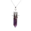 Pendant Necklaces Natural Gemstone Chakra Spitutal Crystal Pendants Wrapped Healing Stones Hexagonal Column Point Necklace J Dhgarden Dhdqt