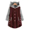 Felpe con cappuccio da donna Felpe moda Cute Cat Donna Felpe con cappuccio Felpe invernali calde con cappuccio Top sciolto morbido patchwork Cappotto Lady Pigiama Harajuku 230914