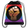 Motstå Fist Rainbow Pride DrawString ryggsäck Pride Gay LGBT Bag Sports Present Anpassa 35x45cm Polyester Digital Printing för Wome2818