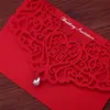 Vintage Chinese Style Hollow Out Wedding Invitations Creative Brides Couples Cards Red Cover Foil Stamping Chic Bridal Card2273