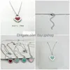 19Mm Heart Necklace Womens Stainless Steel Love Pendant Blue Pink Green Red Couple Jewelry Valentine Day Christmas Gift Girlfriend Accessori