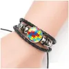 Charm armband nya barn autismmedvetenhet för barn pojke flicka läder wrap armband armband mode inspirerande smycken i drop de dh4yw