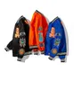 Men's Jackets Hip Hop Outerwear Patchwork Baseball Letter Daisy Flowers Patch Leather Spring Oversized Streetwear Coats M-2XL