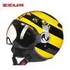 Электрический мотоцикл с желтой пчелой, полулицевой шлем ZEUS 3 4, скутер, мотоциклетные шлемы для мотокросса для женщин и мужчин, M, L, XL, XXL233U