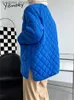 Women's Down Parkas Yitimoky Blue Jackets för kvinnor Fall Winter Oversize Puffer Quiltad Coat Casual Fashion Warm Down Pockets Outwear 220812 L230915