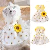 Abbigliamento per cani Adorabile vestito da animale domestico di girasole Gonna da cucciolo di principessa Morbido e confortevole Traspirante Accessorio per collare per bambola con design floreale 3D Estate