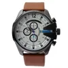 Brand Watches Men Big Case Mutiple Dials Date Display Leather Strap Quartz Wrist Watch 4280194R