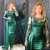 2023 ASO EBI ARABISK SEKKINERAD LACE SHEATH PROM Dress Satin Sexig kväll Formell parti Second Reception födelsedagsengagemang brudtärna klänningar klänningar mantel de soiree z62