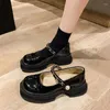 ارتداء الأحذية اليابانية النمط الياباني منصة لوليتا ماري جينس مضخات عالية الكعب عتيقة الفتيات المعادن سلسلة أوكسفورد للنساء