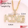 Pendentif Colliers Hip Hop Son Roi et son Couple Reine pour Femmes Hommes Glacé Lettre Or Chaînes Hiphop Rappeur Bijoux Cadeau Drop Deli Dhy0B