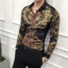 Camisa estampada para hombre, ropa de Club de moda, marca de diseñador para hombre, Camisa de manga larga ajustada Floral, vestido de fiesta barroco, Shirts195A