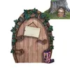 Décorations de jardin Gnome Porte de Noël Mini Bois Fée d'extérieur Miniature pour arbres Décoration Fées Dormir et