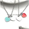 10Mm Blue Heart Necklace Woman Stainless Steel Pink Green Pendant Jewelry Valentine Day Christmas Gifts For Girlfriend Wholesale Drop Delive