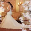 Ivory Lace Appliques Champagne Mermaid Wedding Dresses Open Back 3D Flowers Sexy Bridal Gowns New Arrival mermaid dress2781