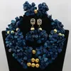 Halsbandörhängen Set Fantastiska gula nigerianska bröllopskorallpärlor smycken handgjorda afrikanska oregelbundna brud CJ701