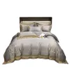 Oro argento caffè Ricamo set biancheria da letto di lusso queen king size macchia biancheria da letto biancheria da letto 4 pezzi set copripiumino in cotone seta bed2937