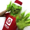 Maschera cosplay di Babbo Natale Grinch Maschere natalizie in lattice Guanti Prop Halloween X0803217F