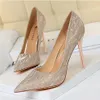 American High Heels Women's Wedding Shoes Teels Shallow Mouth Pointed Sequins Sexy Show Thin Night Club Single party Shoeses302B