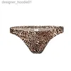 Underpants Mens Underwear Underpants Sexy Light Soft Breathable Leopard Print T Shaped Male Bikini Briefs Man Thongs And G Strings L230915