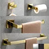 Badtillbehör Set Gold Polish Badrum Hardware Robe Hook Handduk Rail Bar Ring Tissue Paper Holder Accessories Decor280U