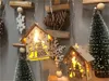 Nocne światła drewniane świąteczne jelenie LED House wisząca dekoracja ścienna