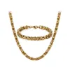 Punk rock locomotiva corrente corda de ouro masculino aço inoxidável bizantino colar e pulseira moda jóias262i