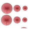 Party Decoration 6pcs/Set Paper Fan Flowers Fashion Handgjorda fällbara fans för Celebration Shop Window Festival Drop Delivery Home Gard Dhkzz