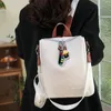 Factory wholesale women shoulder bag 2 colors simple and soft leather leisure travel backpacks cute cartoon pendant student backpack classic diamond handbag 2212#