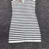 Basic & Casual Dresses Home Knitted Sleeveless Round Neck Black and White Contrast Stripe Dress for Women's Slim Versatile 2023 Summer New Product