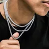 Joyería de plata de ley 925 vvs moissanite collar de tenis cadena de clavícula de diamantes colgante de una sola fila de diamantes estilo hip-hop 40cm45cm50cm55cm60cm