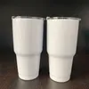 30 oz Apto para lavavajillas A prueba de fugas Mantiene el vaso de viaje en blanco blanco frío con sublimación en blanco con tapa deslizante y pajita de metal para acampar en automóvil