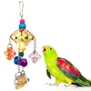 Autres fournitures d'oiseaux Oiseaux Perroquet Jouet à mâcher Suspendu Cage Pieds Meulage Jouets avec cloche pour perruche Conure Lovebirds Finch Canari