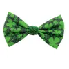 Vêtements pour chiens Noeuds papillon en tissu Cravate coulissante ST Patricks Day Collier Trèfle Accessoires Vert Pet 230915