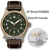 AIF Spitfire Automatik Bronze IW326802 Miyota 9015 Automatik Herrenuhr grünes Zifferblatt braunes Leder White Line Uhren Edition P2637