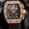 richarsmilles luxury bucket Watches Mechanical Mens RM011 Hollow Calendar Auto Sports Square Fashion Diamond 2ykf