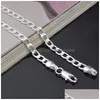 Kedjor Fashion 4mm i sidled 925 Sterling Sier Choker Halsband för kvinnor Män Lyxiga smycken Storlek 16 18 20 22 24 tum droppleverans P DHCSA