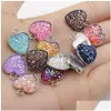 Pendentif Colliers Acier inoxydable Love Heart Druzy Stone 1M Bling Charme en forme de coeur pour la mode bijoux à bricoler soi-même faisant BK Drop Livraison P Dhpj9