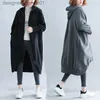 Kobiety damskie Parkas Kurtki damskie moda koreańska swobodna szara luźna luźna gęstwa gęstna kurtka z kapturem pikowane płaszcze z długim rękawem płaszcz zamki 2023 jesień zima l230915