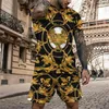 Tute da uomo Oversize Animal Leopard Print T-shirt stampata in 3D Pantaloncini da jogging Set da 2 pezzi di set a maniche corte alla moda e