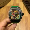 Lusso Richar milles Orologi da lavoro Tempo libero Graffiti Rm Hollow Personality Fashion Orologio meccanico completamente automatico Tape Tide Atmosfera sportiva