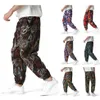 2022 Happyjeffery Ethnic Style Men Harem Pants Bawełniany pościel sport swobodne spodnie graffiti druk sznurka środkowa talia luźna torba 265L