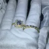 Conjunto de anel infinito com preenchimento de ouro amarelo 925 prata, aliança de casamento e noivado para mulheres, joias transparentes de zircônia AAAAA