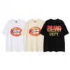 Galerias DEPT Harajuku 23SS Primavera Vintage Lavado Selo de Ouro PLUG Letras Impressas Logo Camiseta Solta Oversized Hip Hop Unissex Manga Curta Tees AA1