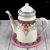 Water Bottles 1.2L Heatable Enamel Pot Household Teapot Coffee Fruit Ethnic Style Kitchen Restaurant Cup