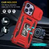 Slide Window Ring Armor Case Magnetic Kickstand Phone Case With Ring Holder For IPhone 15 Pro Max 14 13 12 11 8 7 Xs Samsung S23 Ultra S22 S21 FE A03 A14 A24 A34 A54 5G A33 A53